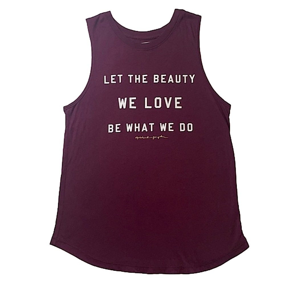 Spiritual Gangster Maroon Soft Tank Top M Beauty Quote Sleeveless Workout Tee